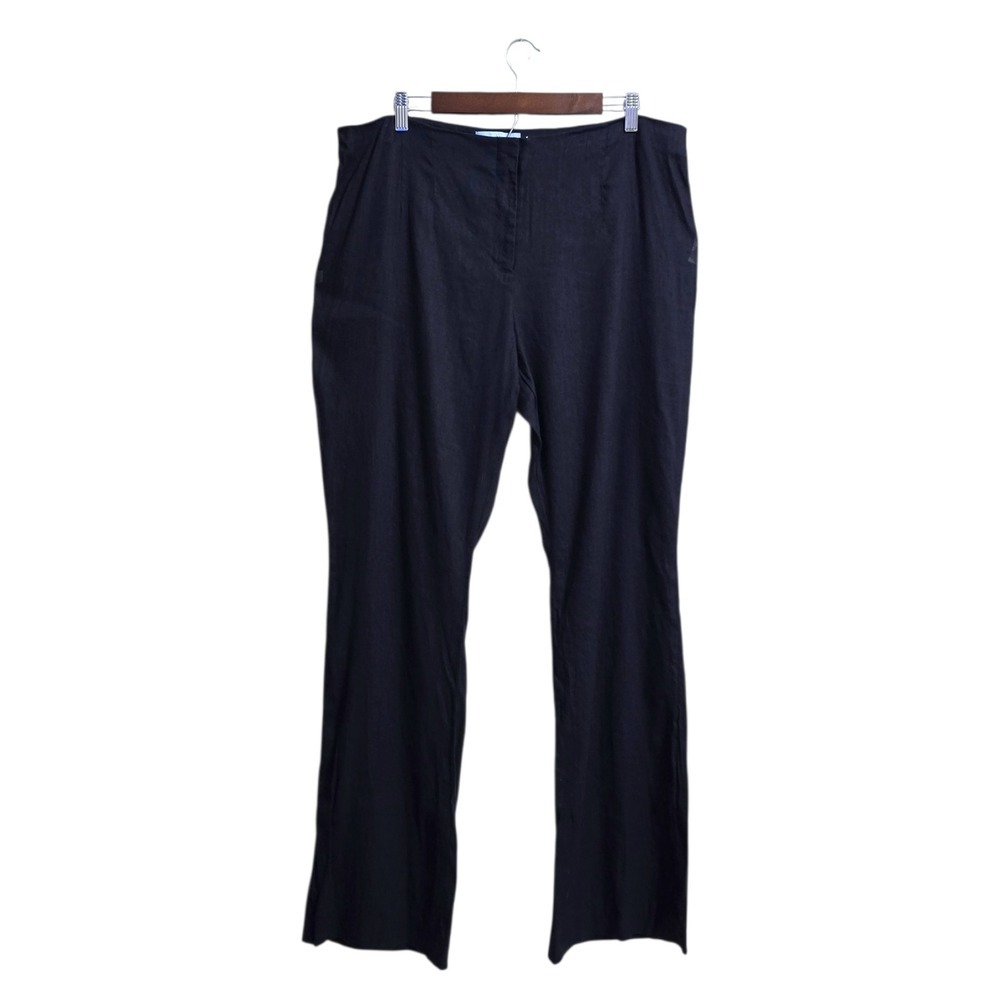 Antonio Melani Linen Blend High Rise Full Length Wide Leg Pants In Navy Sz 16